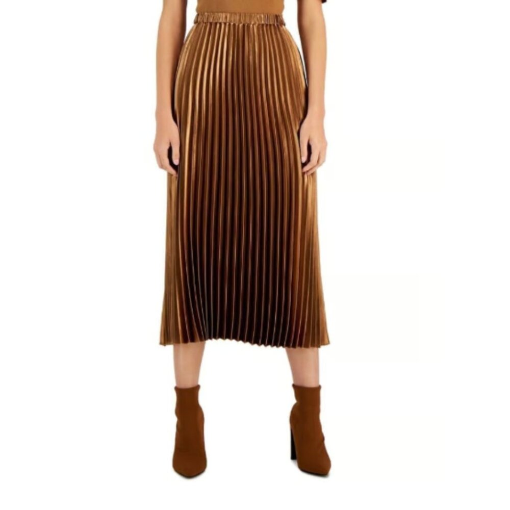 NEW HOST PICK✅Anne Klein Pleated Satin Skirt size S shining Latte shade